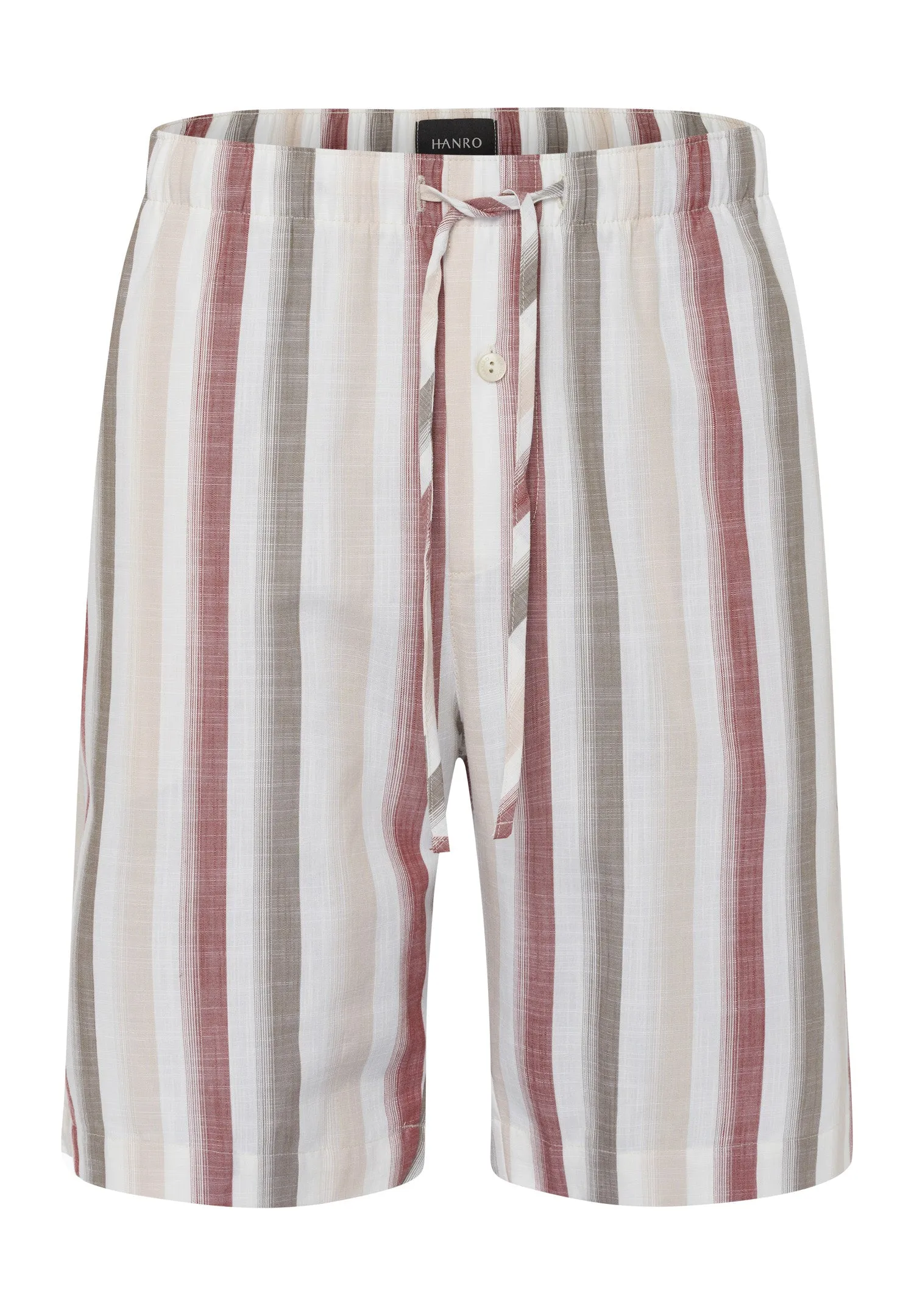 Night And Day Drawstring Cotton Shorts | Russet Beige Stripe 75117-2876