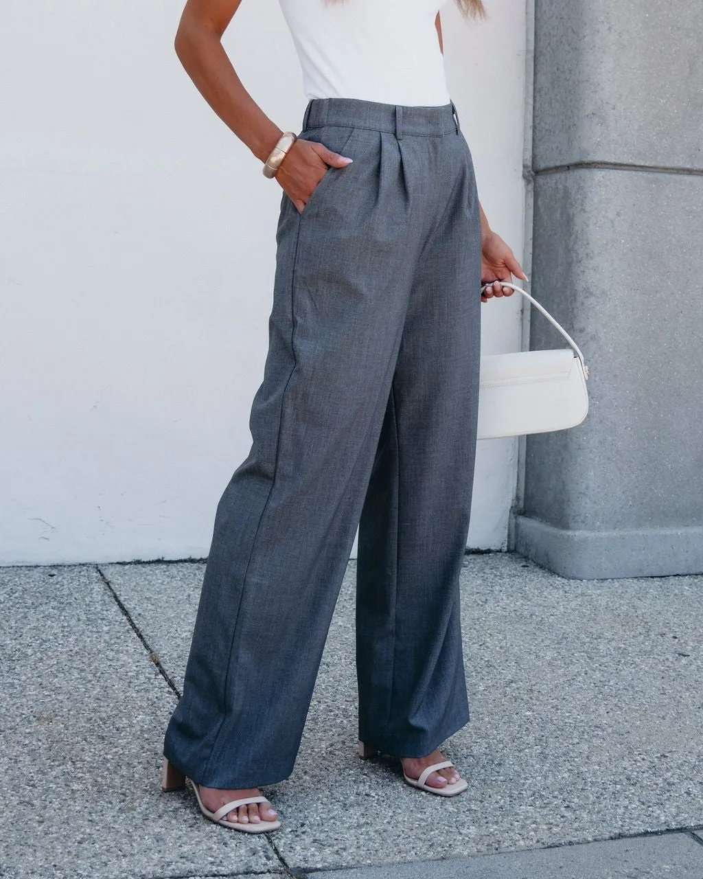 On Your Way Grey Pleated Trousers - FINAL SALE