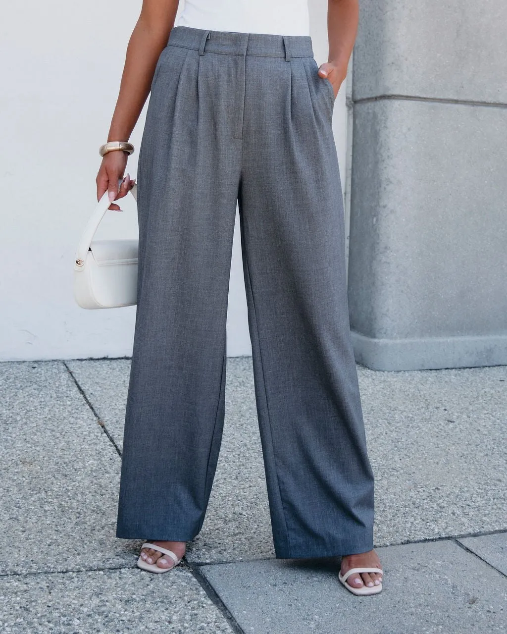 On Your Way Grey Pleated Trousers - FINAL SALE