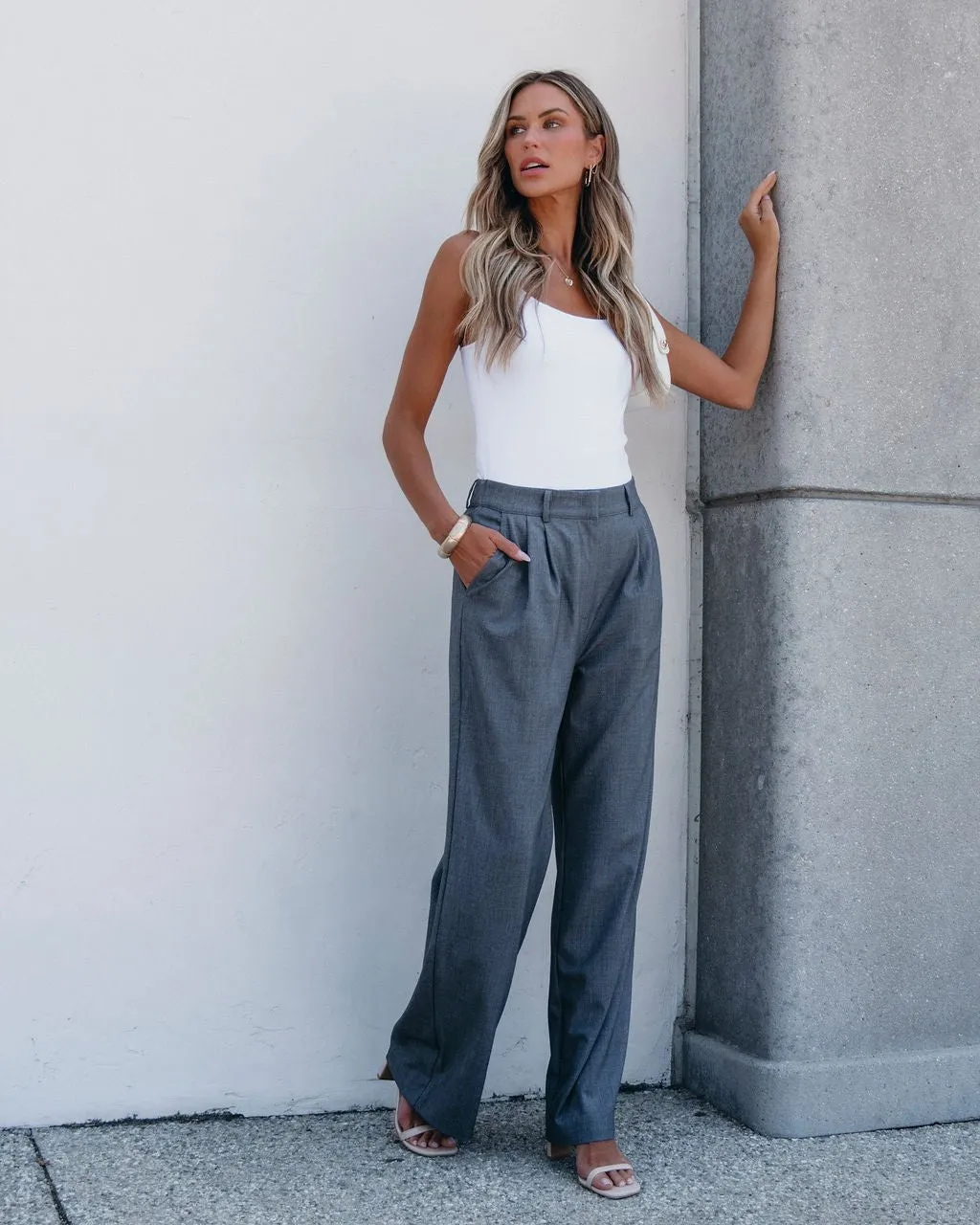 On Your Way Grey Pleated Trousers - FINAL SALE