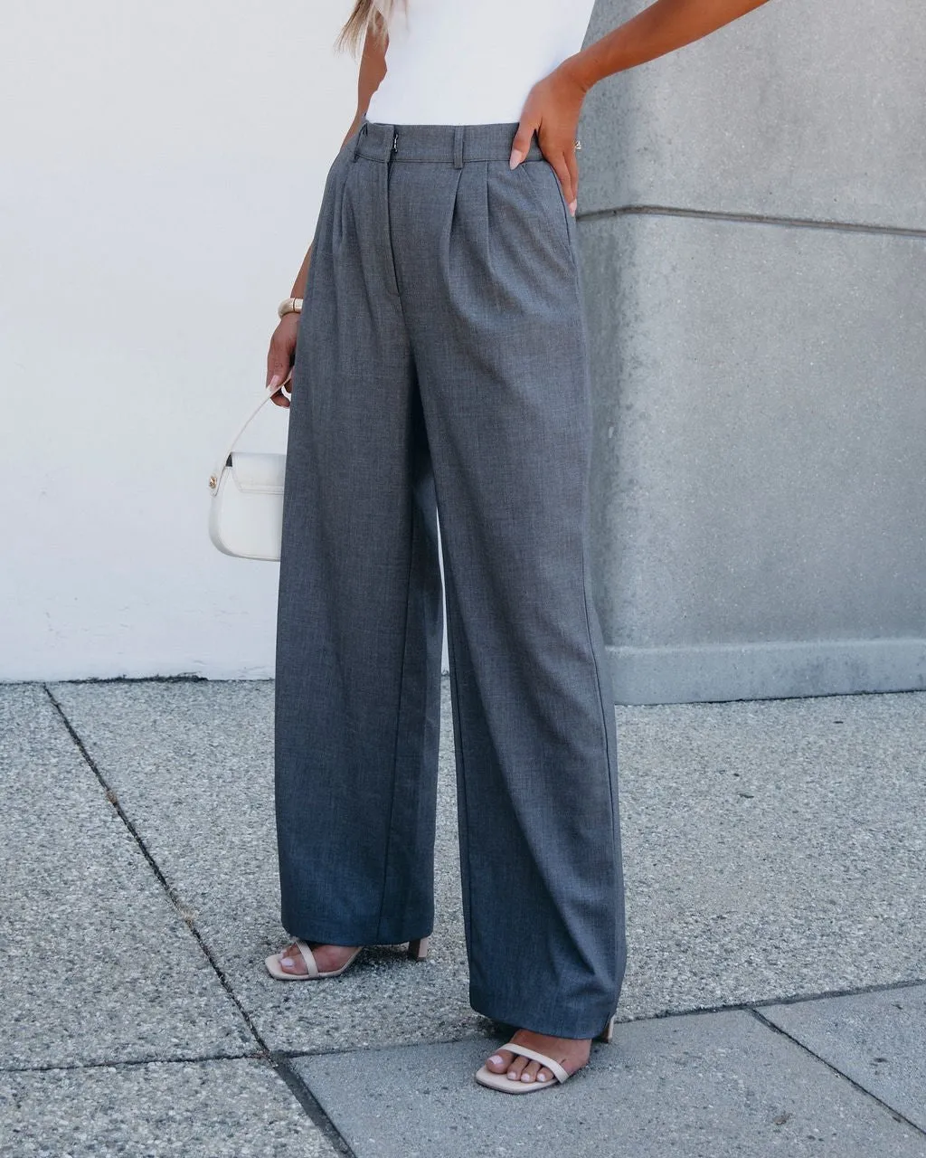 On Your Way Grey Pleated Trousers - FINAL SALE