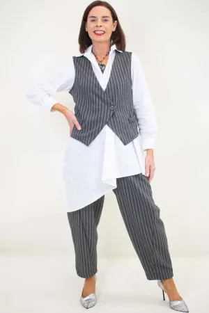 Ophelia Pinstripe Waistcoat in Grey Marl