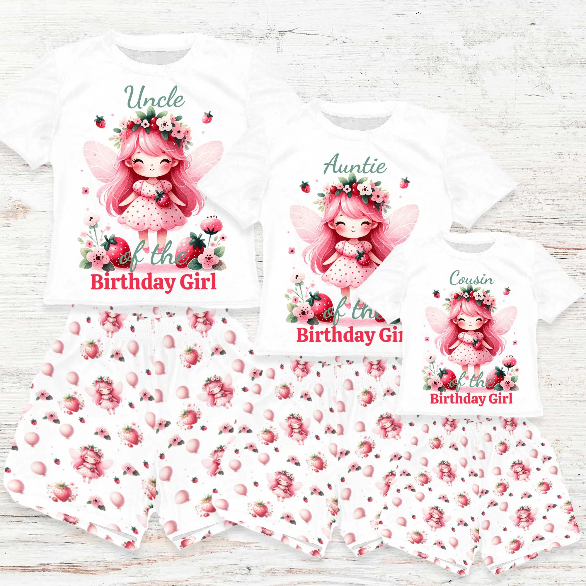 Personalised Strawberry Fields Matching Birthday Shirt and Short Sets