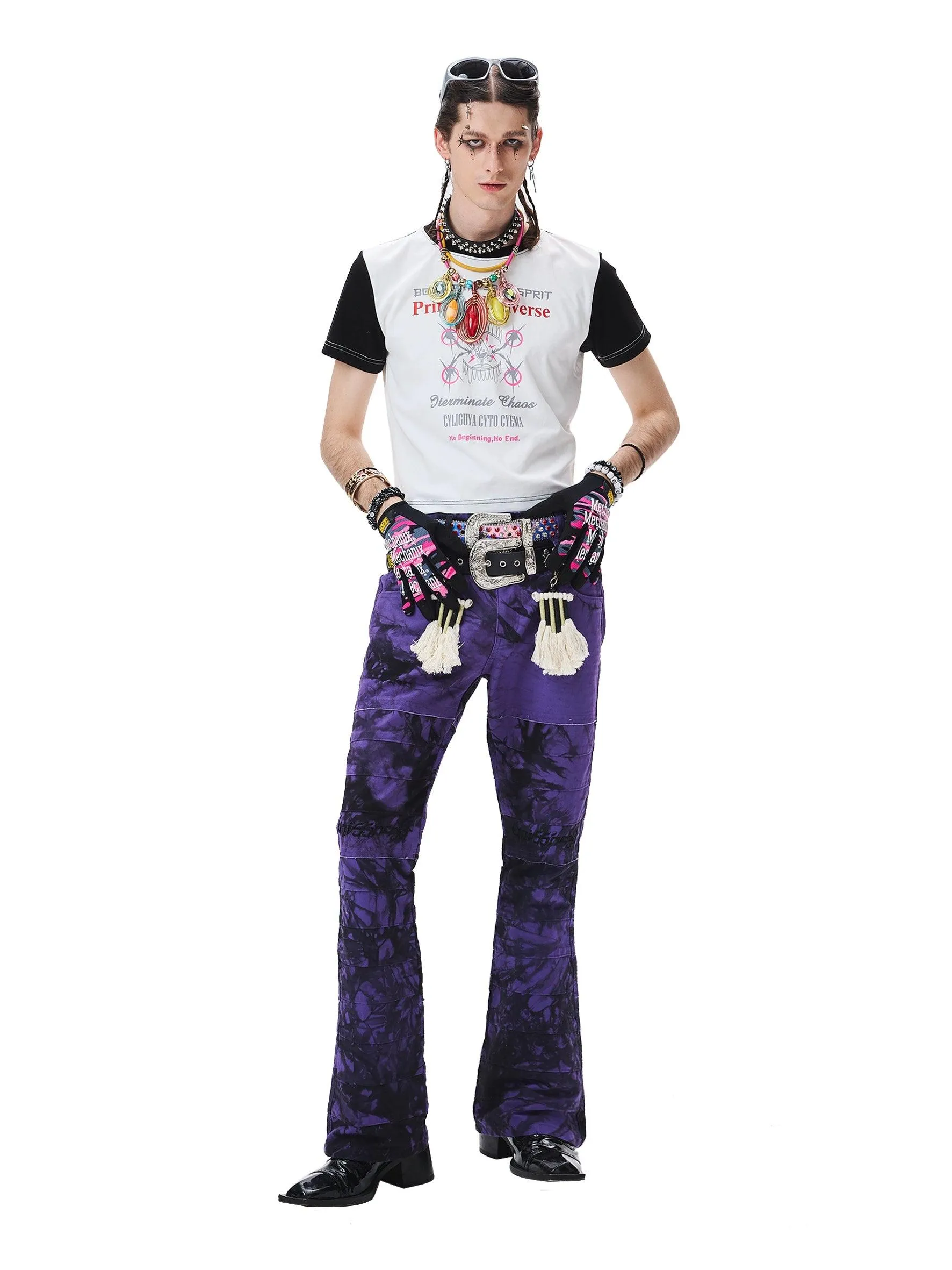 Purple Tie-Dye Wide-Leg Trousers