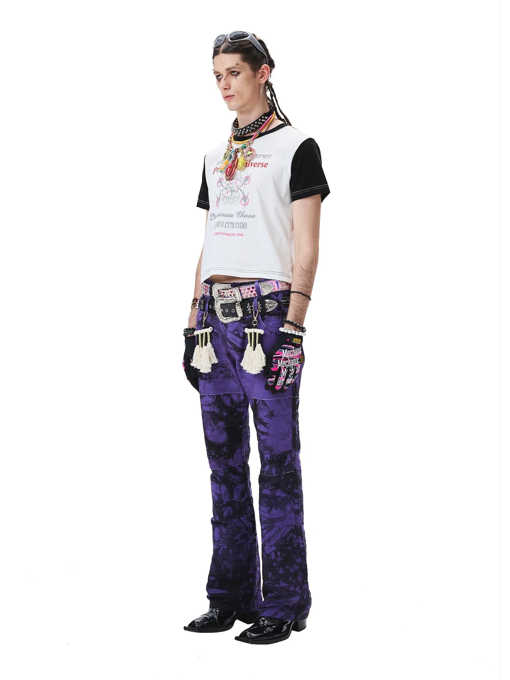 Purple Tie-Dye Wide-Leg Trousers