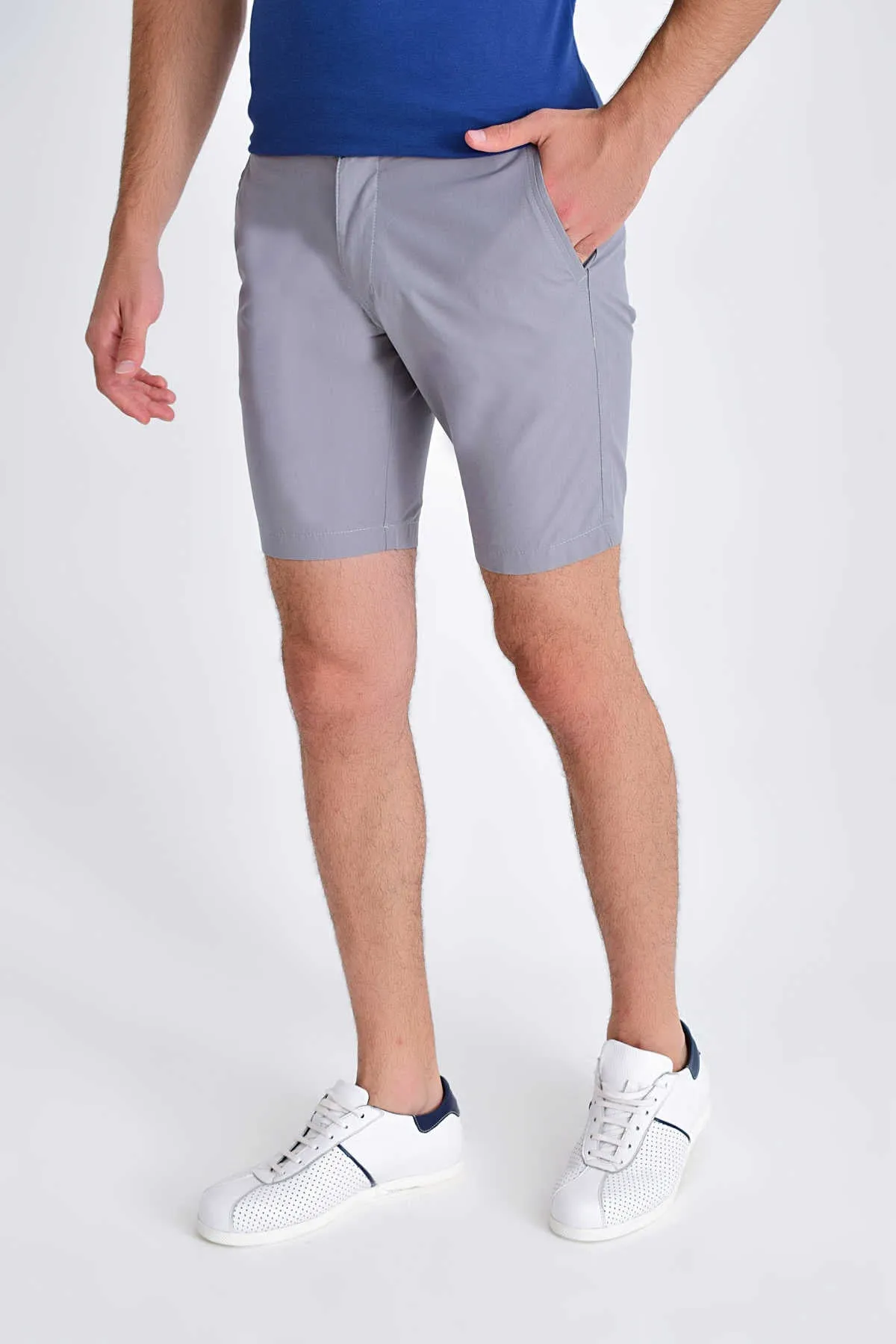 Regular Fit Side Pocket Low Waist Gray Cotton Shorts