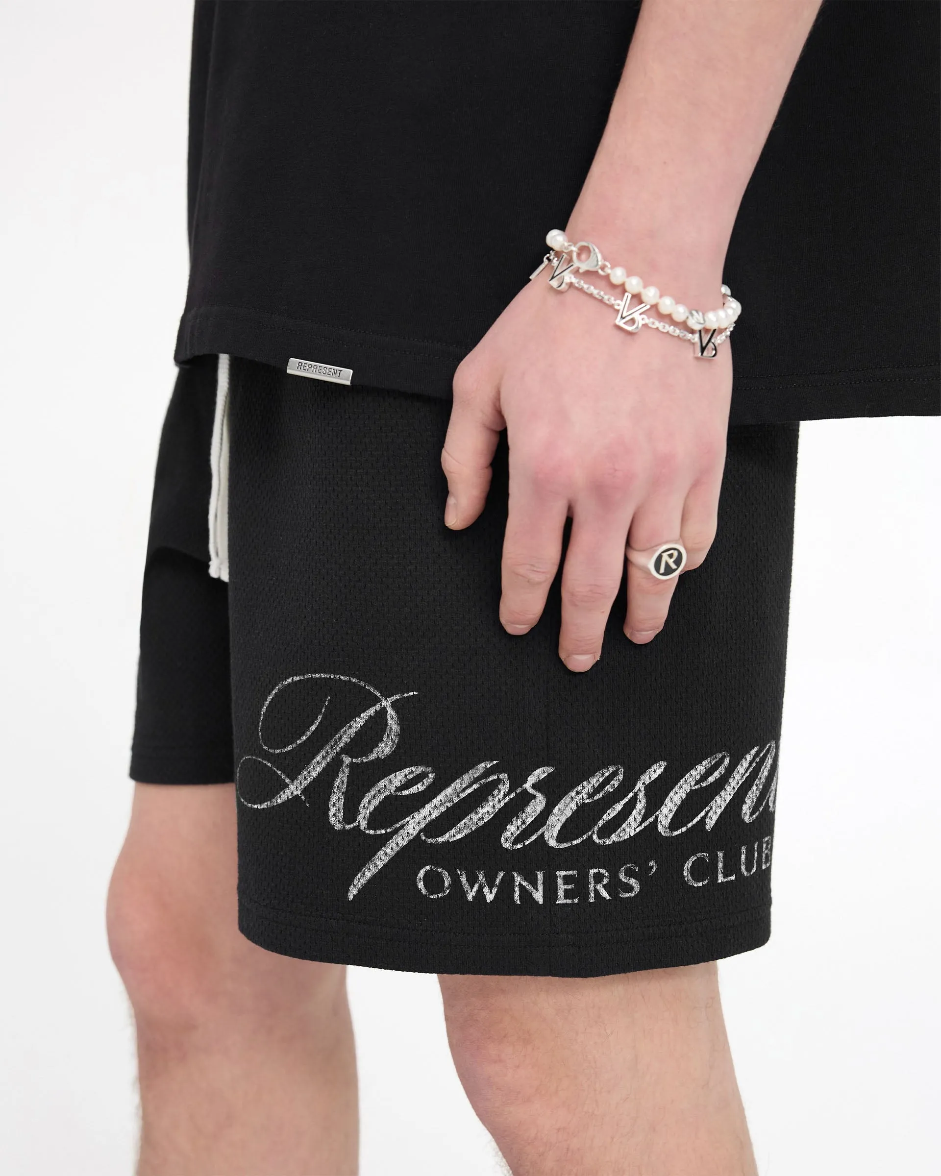 Represent Owners Club Script Mesh Shorts - Black