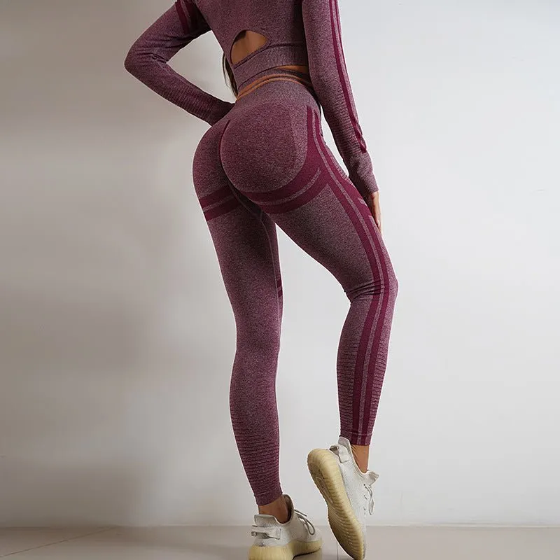 Seamless Yoga Pants Peach Hip Autumn And Winter Sports Bodybuilding Pants Top Suit