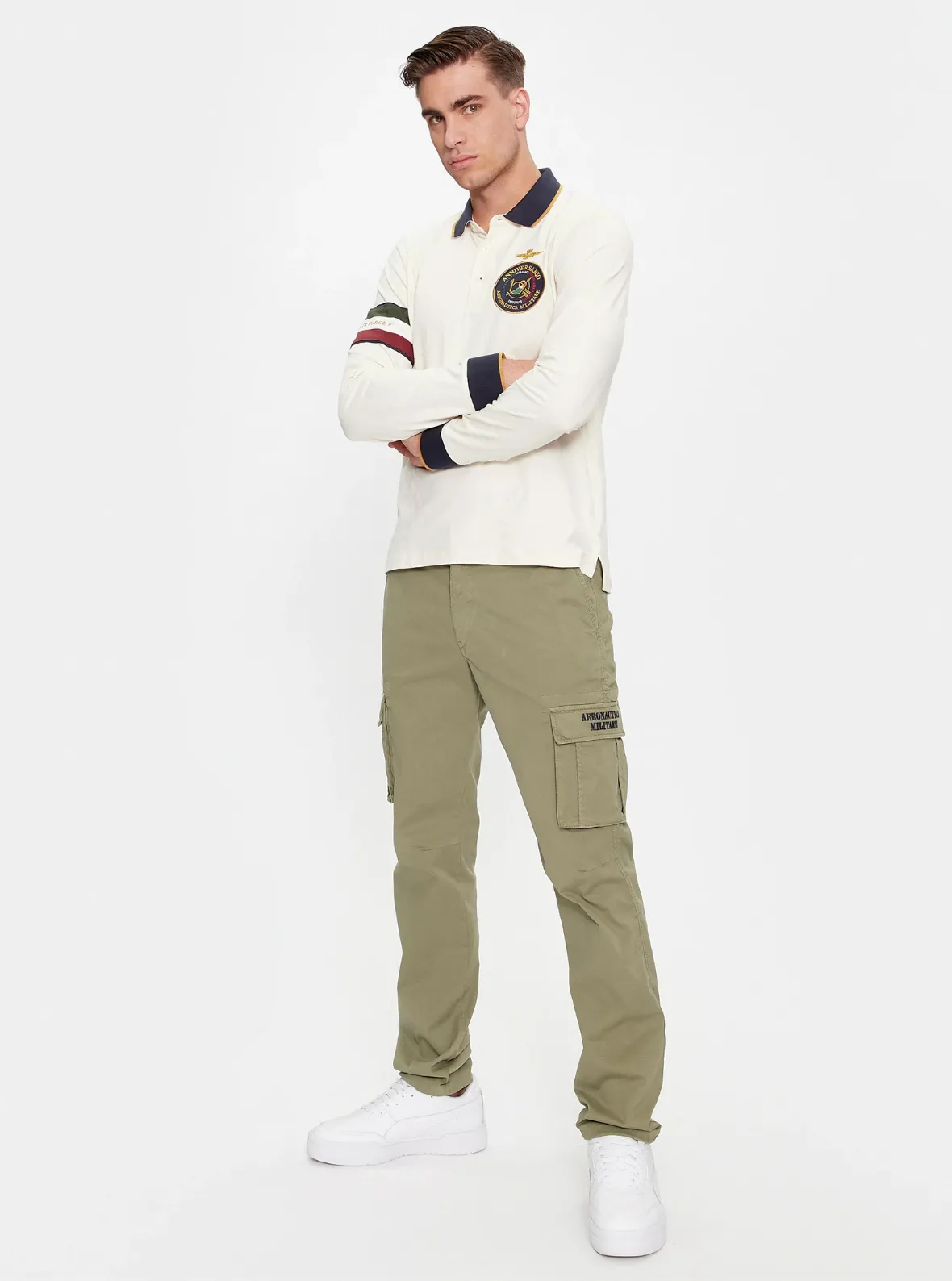 Stretch gabardine cargo pants