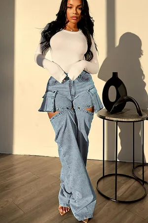 ‘Taisie’ Denim Detachable Pants