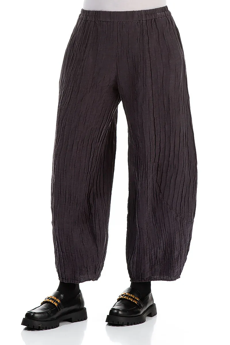 Taper Crinkled Vintage Violet Silk Linen Trousers