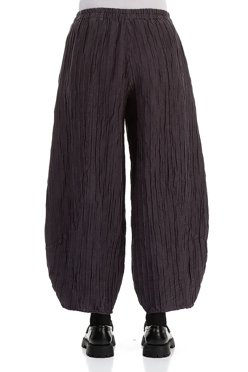 Taper Crinkled Vintage Violet Silk Linen Trousers