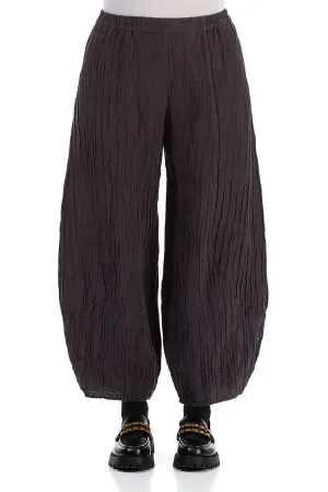 Taper Crinkled Vintage Violet Silk Linen Trousers