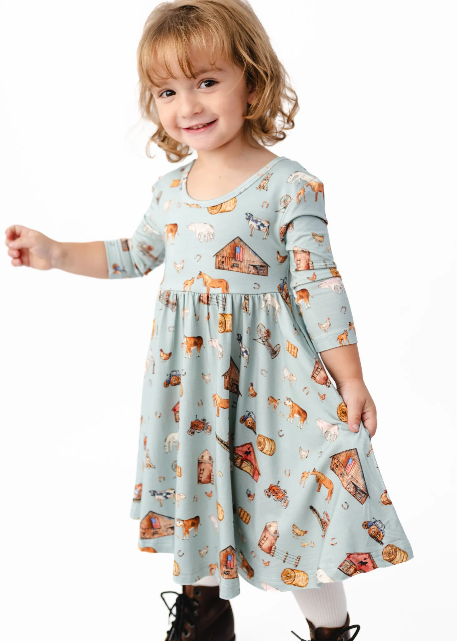 The Farm Long Sleeve Twirl Dress