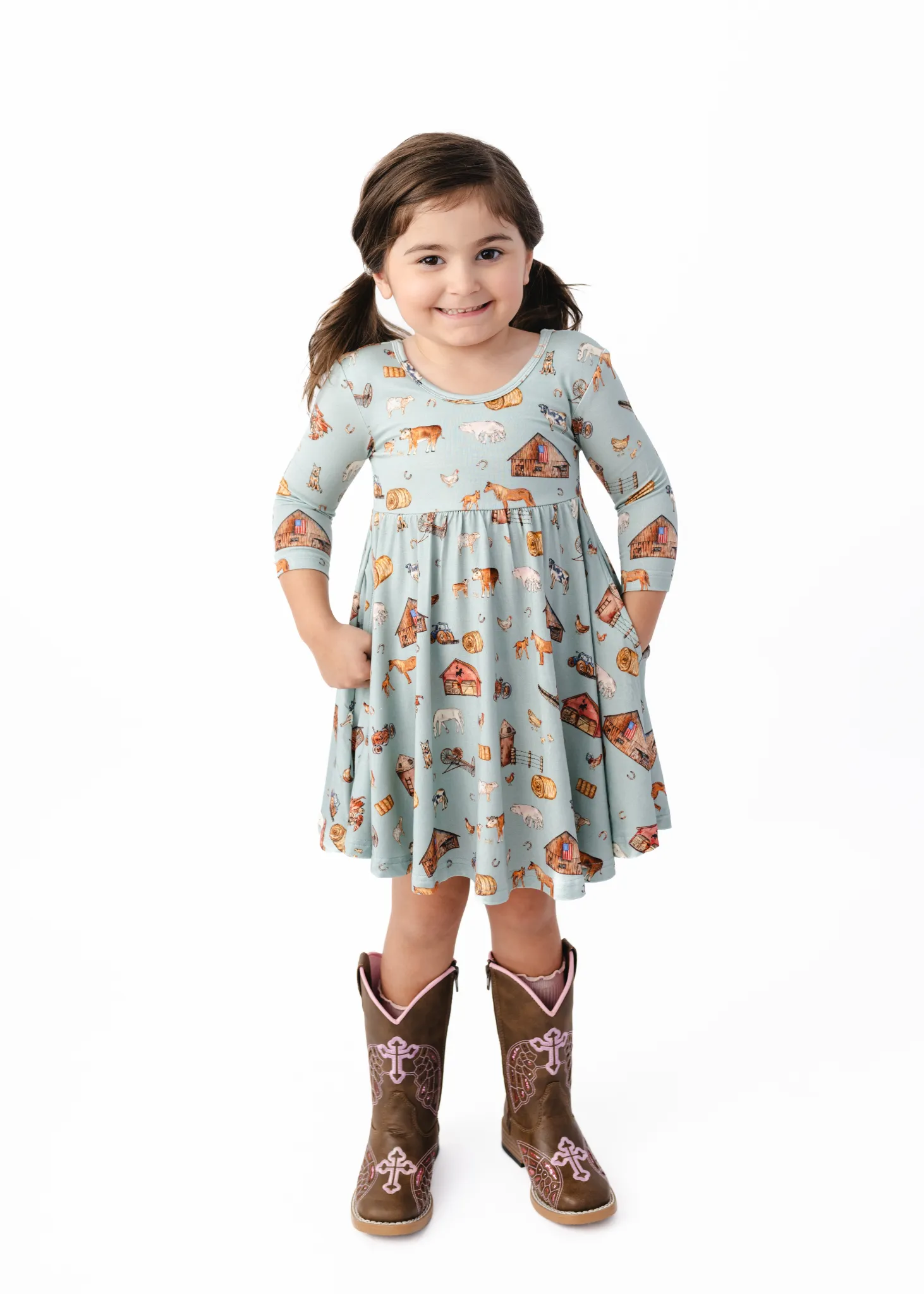 The Farm Long Sleeve Twirl Dress