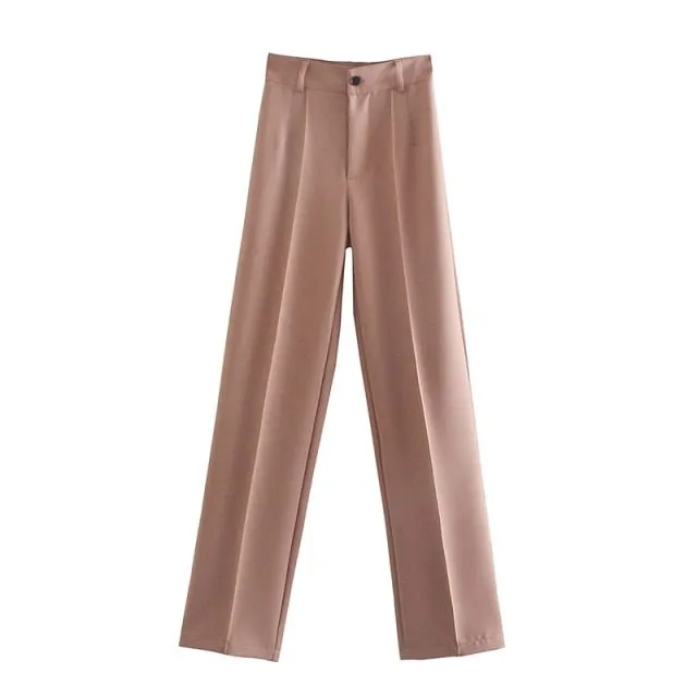 TRAF Straight High Waist Zipper Fly Pants