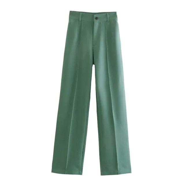 TRAF Straight High Waist Zipper Fly Pants