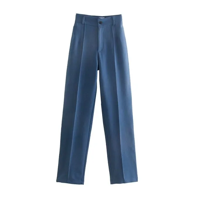 TRAF Straight High Waist Zipper Fly Pants