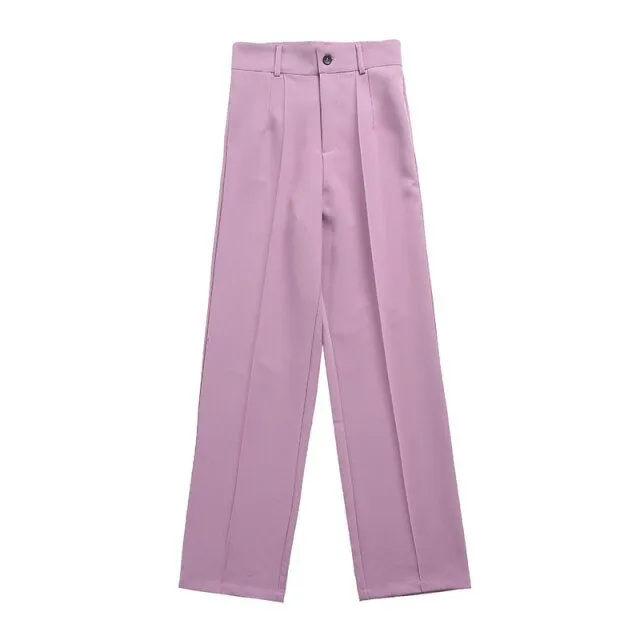 TRAF Straight High Waist Zipper Fly Pants