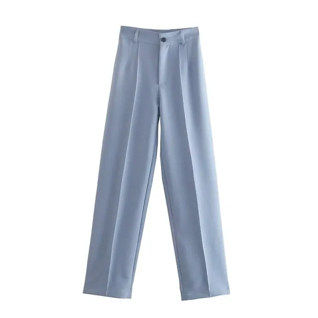 TRAF Straight High Waist Zipper Fly Pants