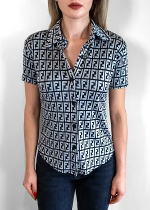 Vintage Fendi Printed Short Sleeve Polo