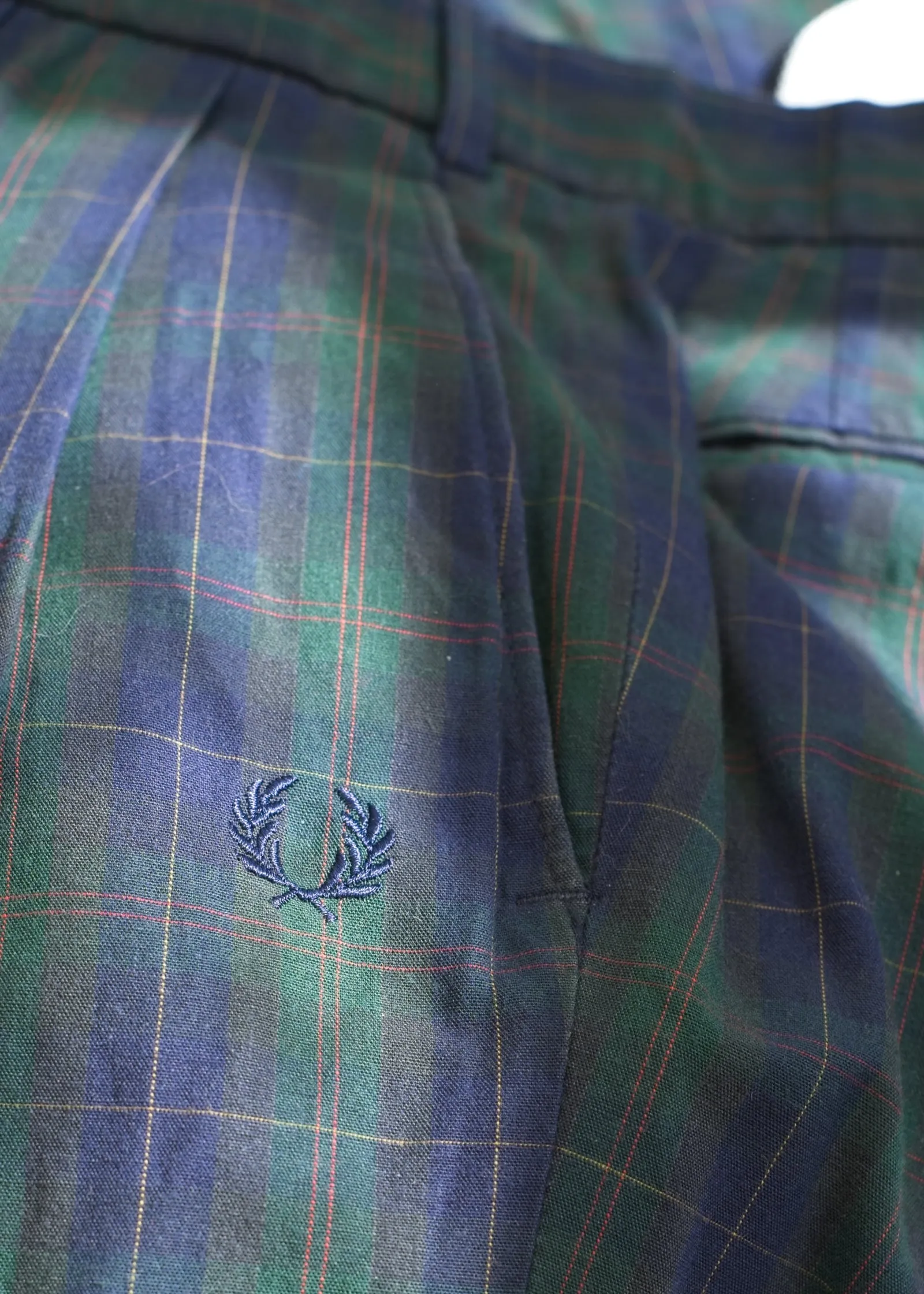 Vintage Fred Perry Green Plaid Trousers • 36W