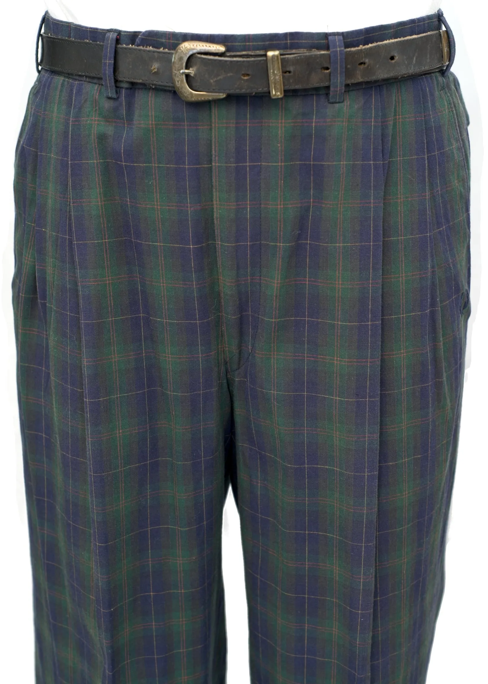 Vintage Fred Perry Green Plaid Trousers • 36W