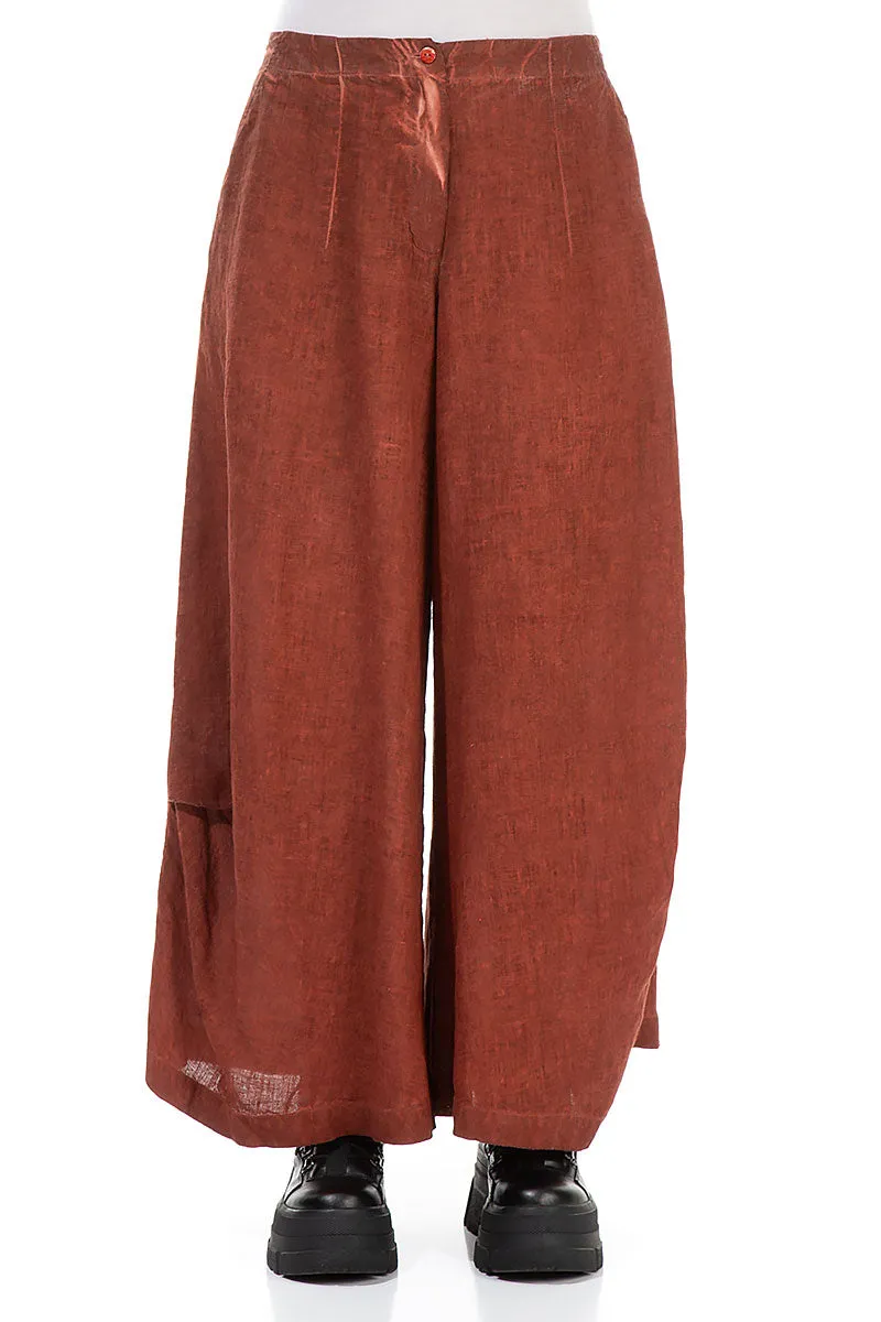 Washed Effect Saffron Linen Trousers