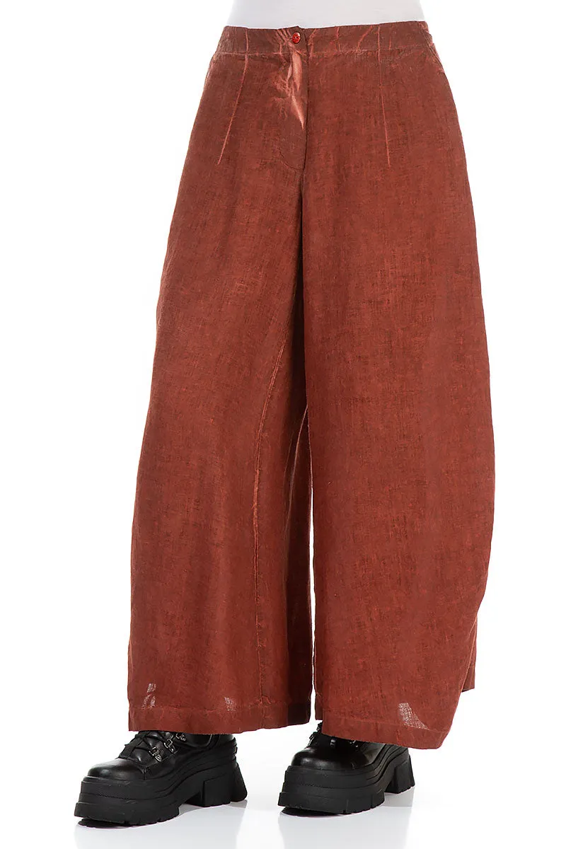 Washed Effect Saffron Linen Trousers