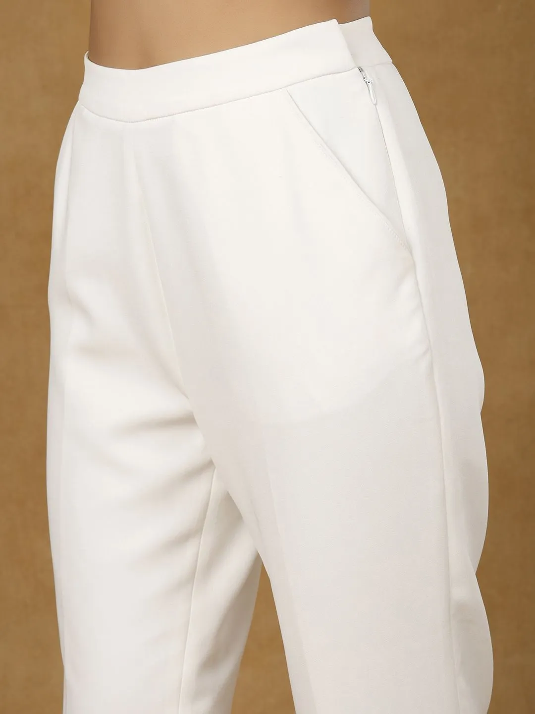 White High Waist Trouser